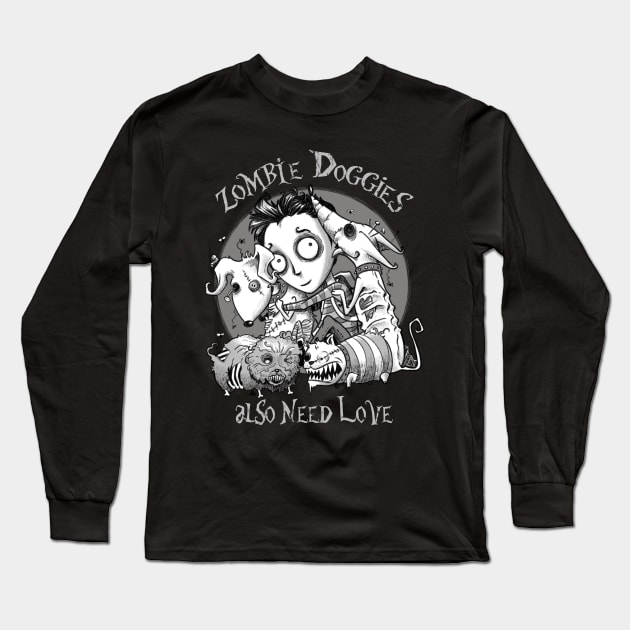 Zombie Doggies also need love Long Sleeve T-Shirt by saqman